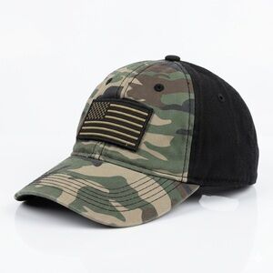 Dri Duck Camouflage Black Strapback Hat Hook & Loop Detachable Patch Mens